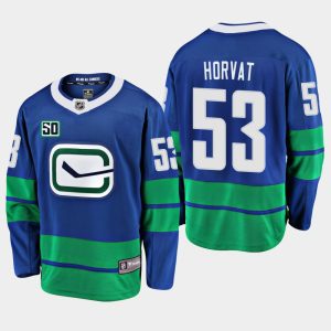 Herren Vancouver Canucks Eishockey Trikot Bo Horvat #53 50th Anniversary Blau Alternate